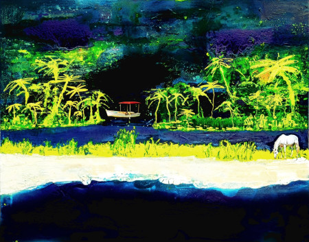 „Die Nacht als alles stillstand“ 115 x 140 cm|Acryl, Lack, Collage auf Leinwand | 2026